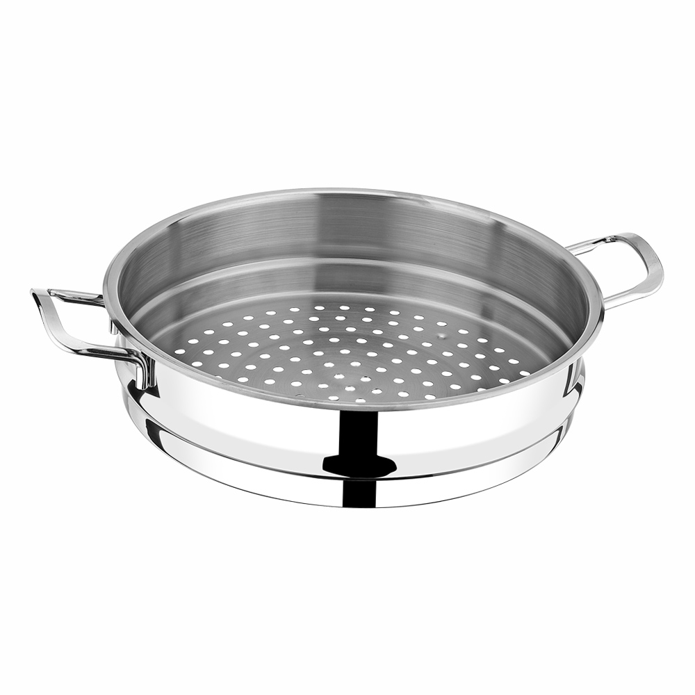 BEM steamer 6 pcs 28 cm stainless steel with glass lid, suitable for induction