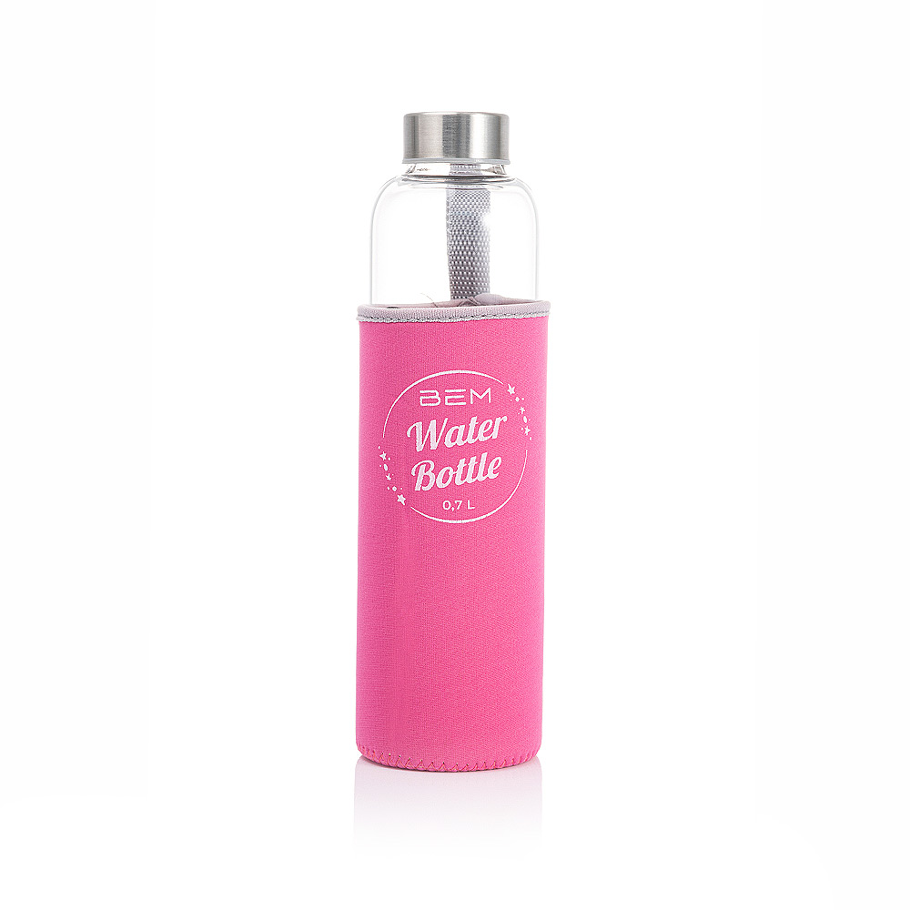 BEM Water Bottle-SET: 3 x water bottles each in black cover +