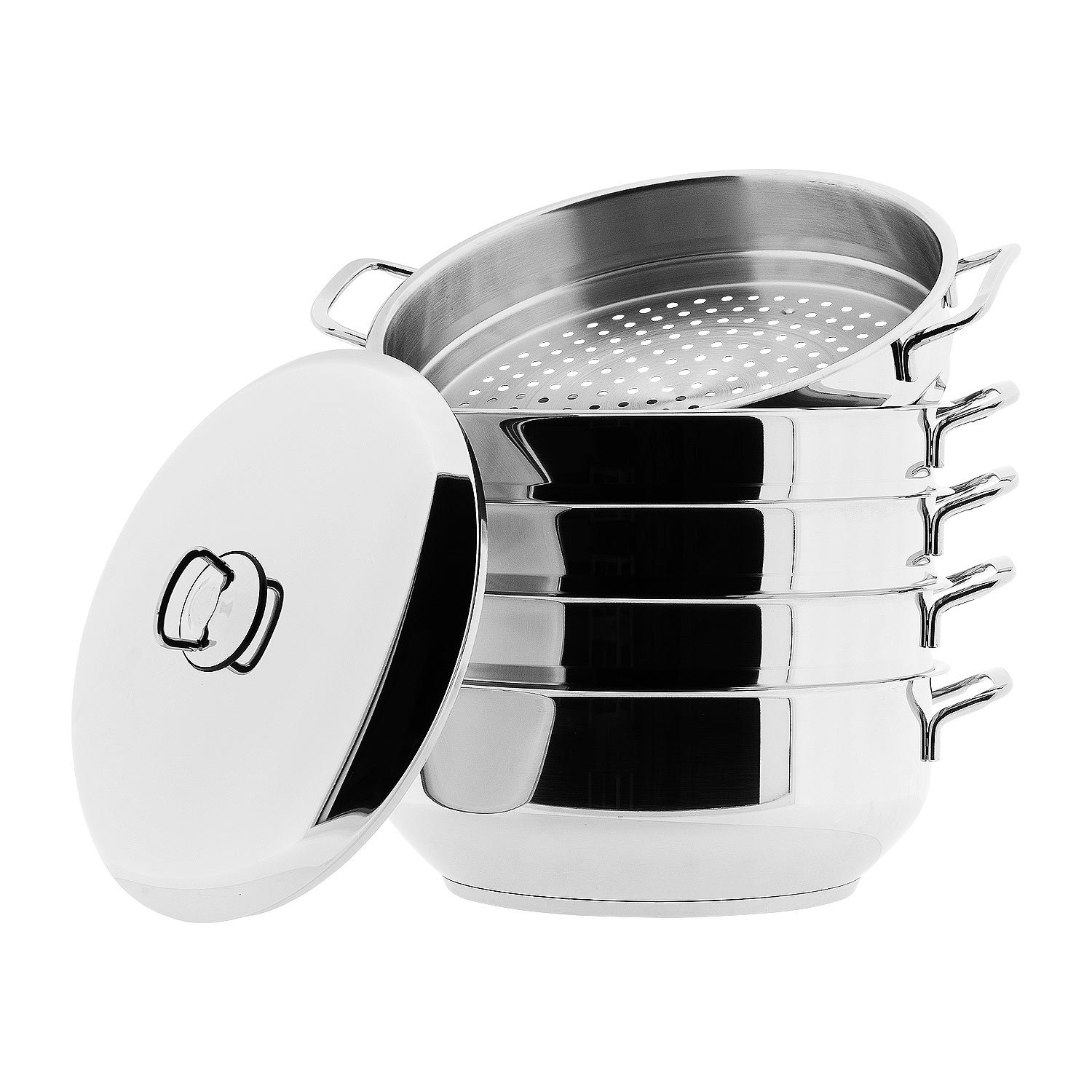 BEM stainless steel 18/10 steamer with lid, suitable for induction 6 pcs. 30 cm