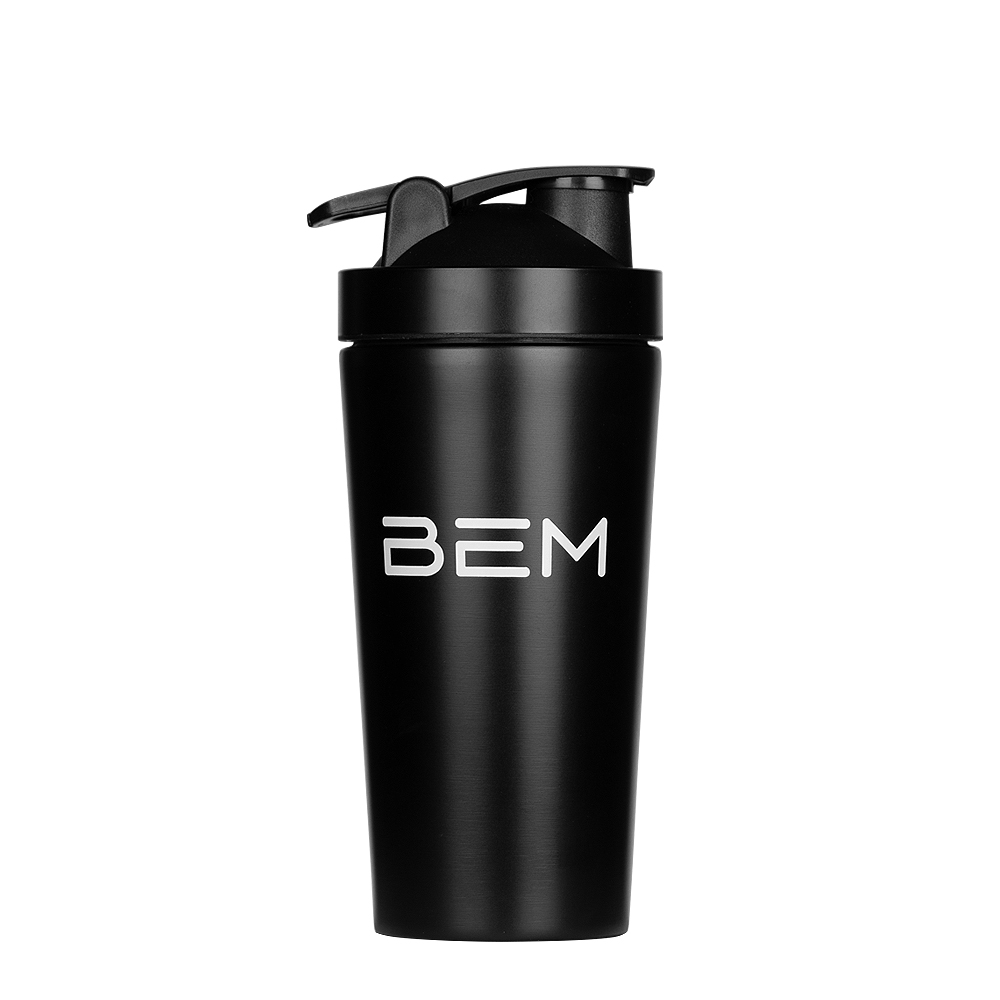 BEM stainless steel protein shaker with shaking ball and one-touch tilt cap, 750 ml